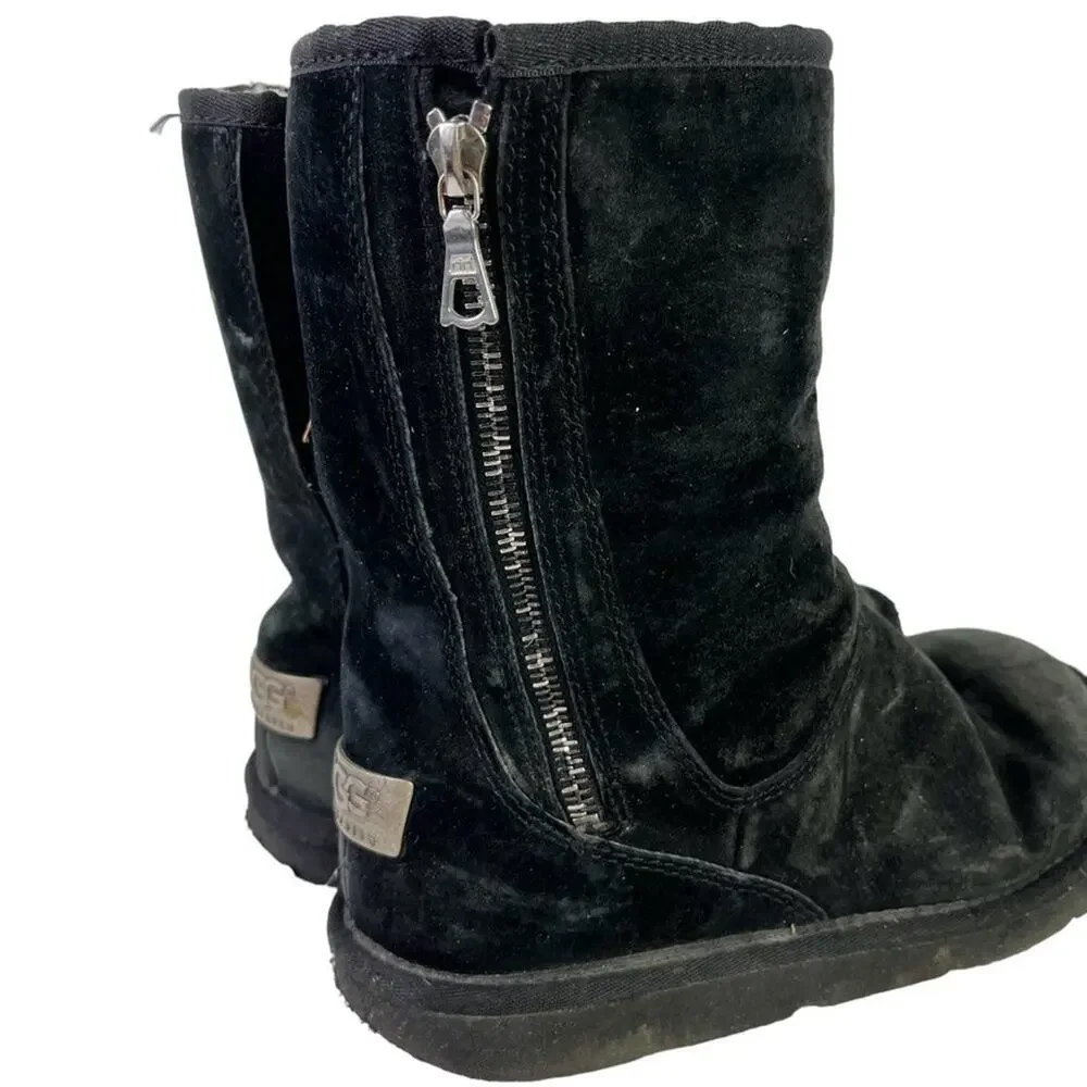 Ugg Australia Womens 5116 Mayfaire Black Side Zip Suede Genuine Leather Boots 6